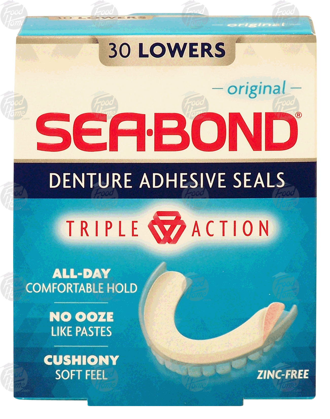 Sea-bond  denture adhesive seals, original, lowers, triple action, zinc-free Full-Size Picture